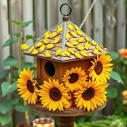Bird table covered in sunflower hearts