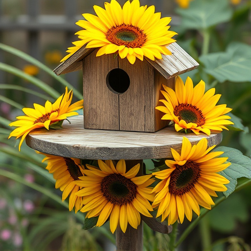 Bird table covered in sunflower hearts