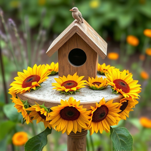 Bird table covered in sunflower hearts