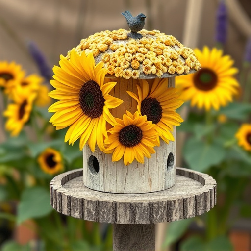 Bird table covered in sunflower hearts