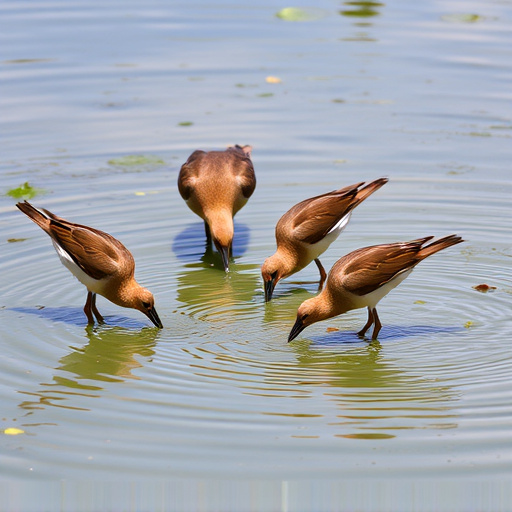 Birds drinking from fresh water bath