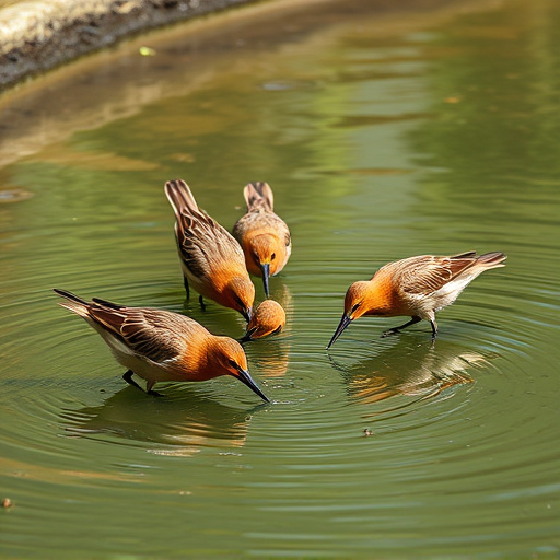 Birds drinking from fresh water bath