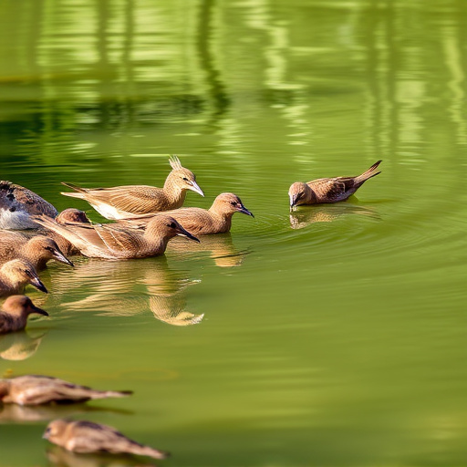 Birds drinking from fresh water bath