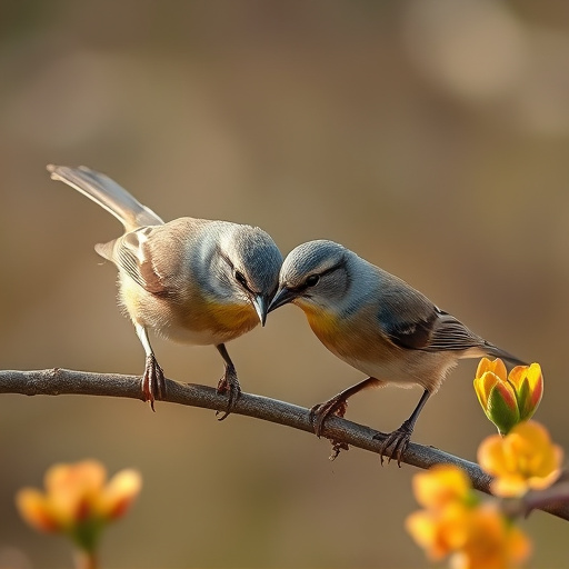 Birds eating soft insects in spring