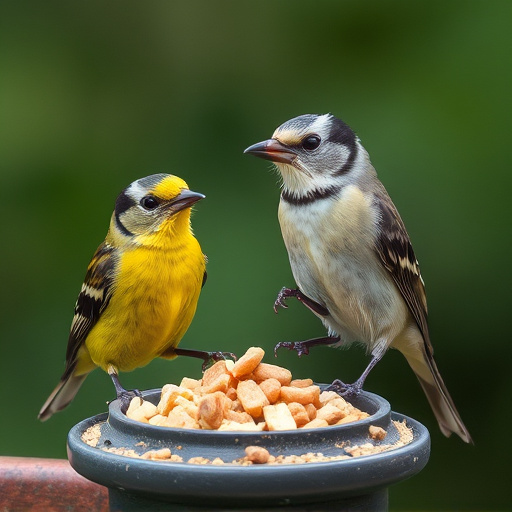 Birds enjoying high-energy suet food