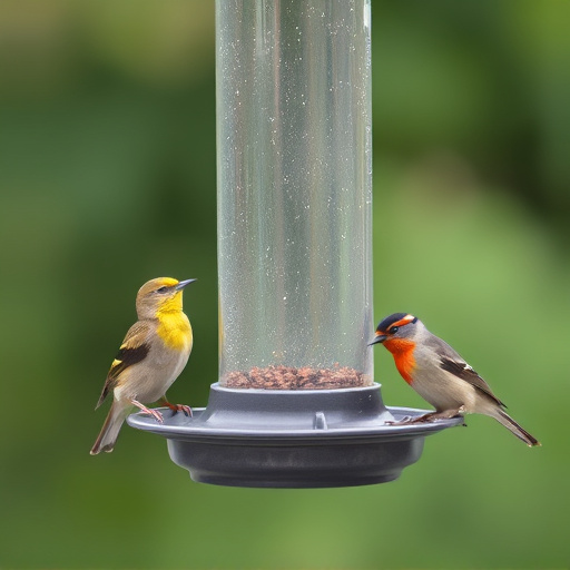 Birds feeding from metal suet dispenser