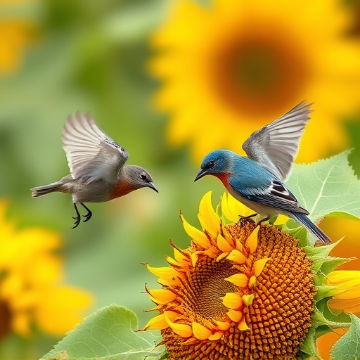 Birds feeding on sunflower hearts