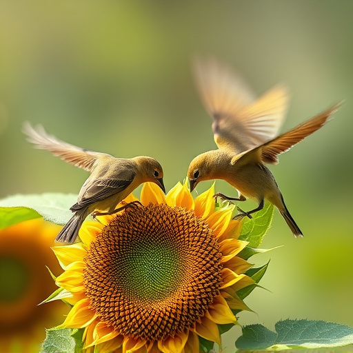 Birds feeding on sunflower hearts