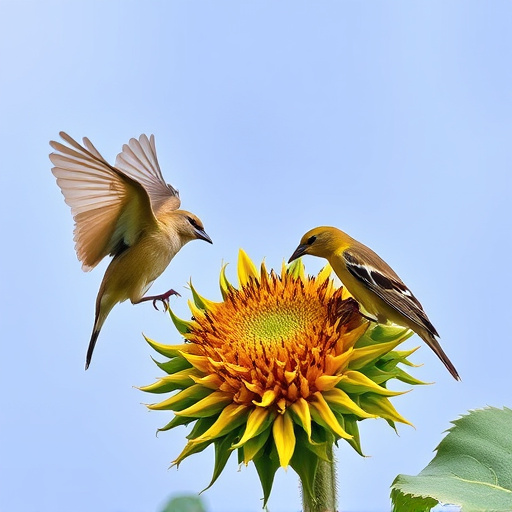 Birds feeding on sunflower hearts