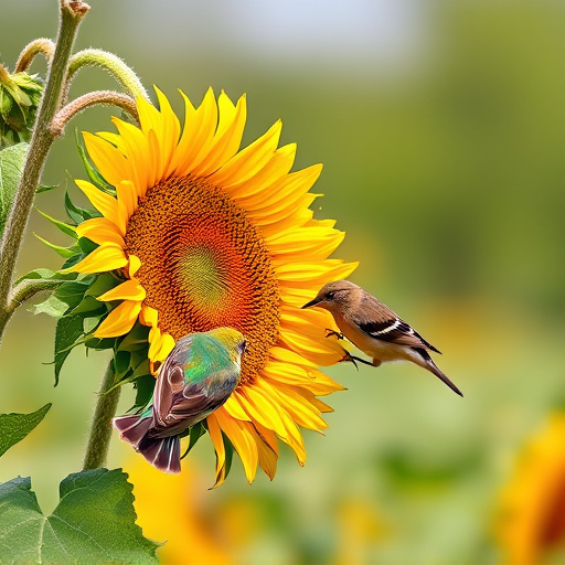 Birds feeding on sunflower hearts