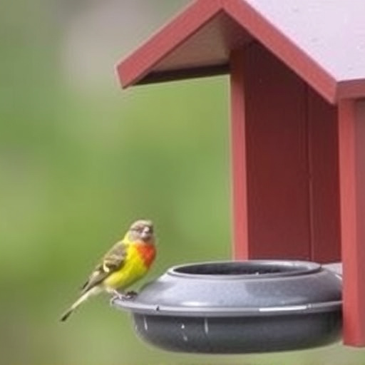 Birds feeding on waterproof feeder