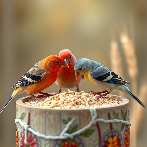 Birds feeding on wheat-free mix