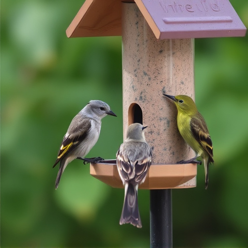 Birds pecking at restricted feeder ports