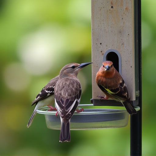 Birds pecking at restricted feeder ports