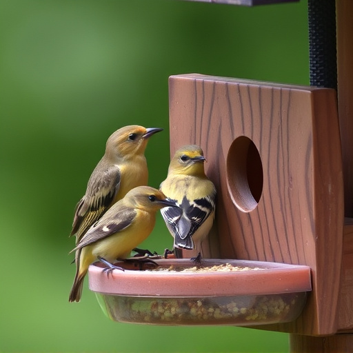 Birds pecking at restricted feeder ports