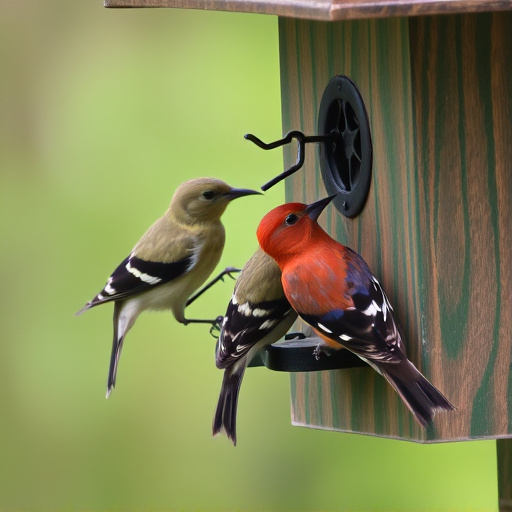 Birds pecking at restricted feeder ports