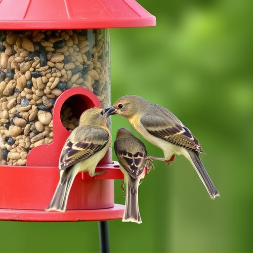 Birds pecking at restricted feeder ports
