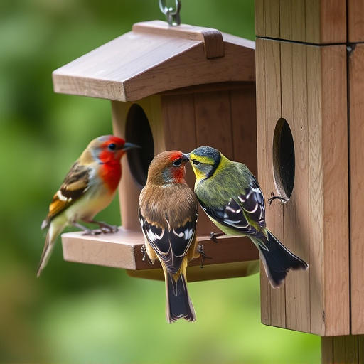 Birds pecking at restricted feeder ports
