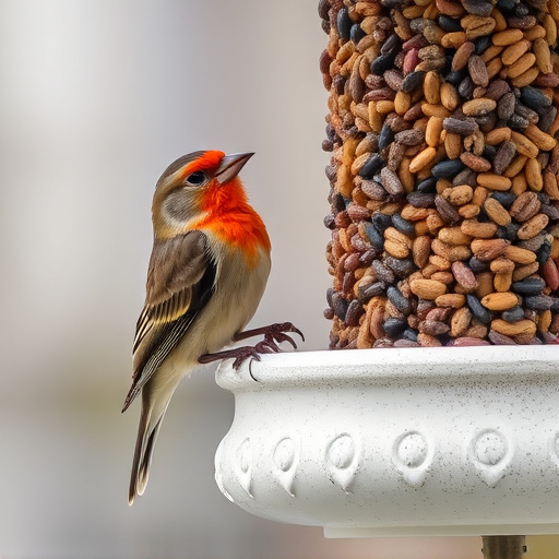 Birds using feeder without seed mess