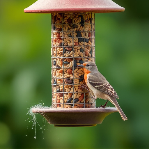 Birds using feeder without seed mess
