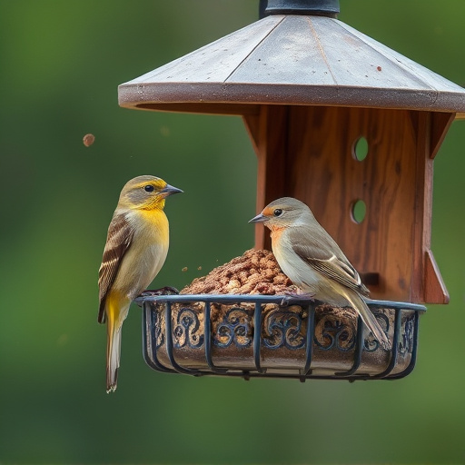 Birds using feeder without seed mess