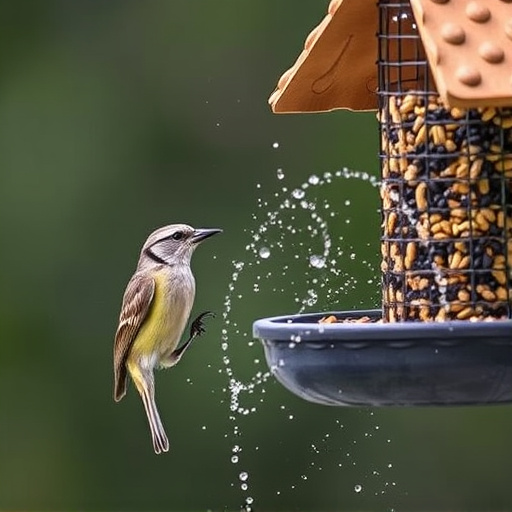 Birds using feeder without seed mess