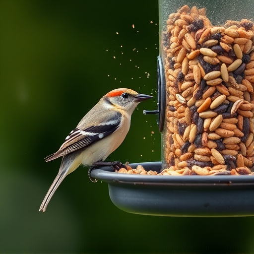 Birds using feeder without seed mess