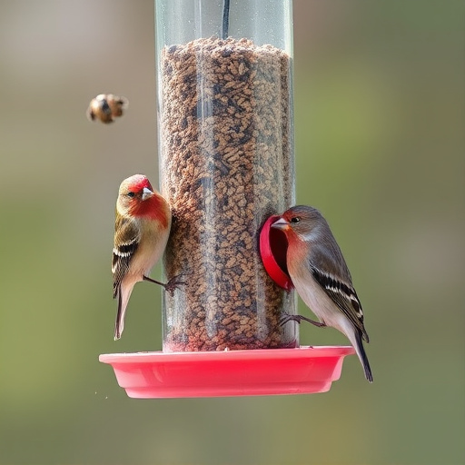 Birds using feeder without seed mess