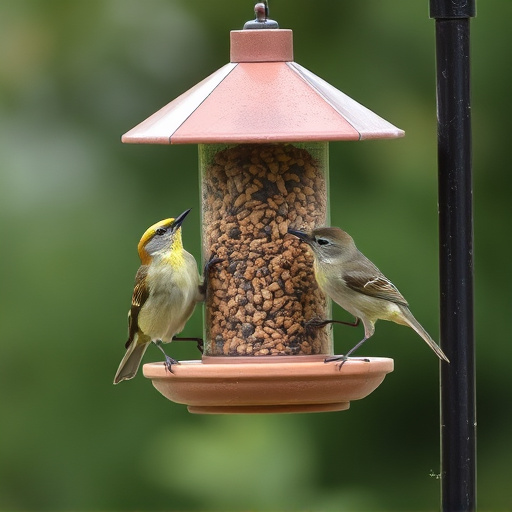 Birds using feeder without seed mess