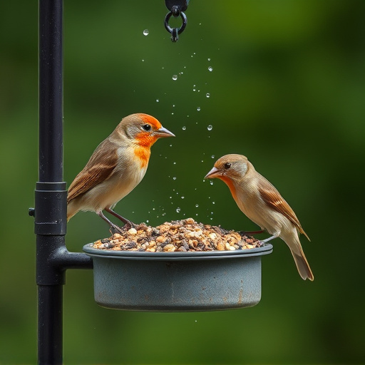 Birds using feeder without seed mess