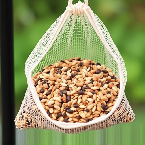 Birdseed mix in mesh feeder bag