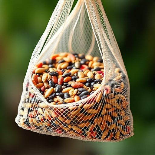 Birdseed mix in mesh feeder bag