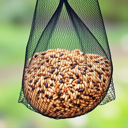Birdseed mix in mesh feeder bag
