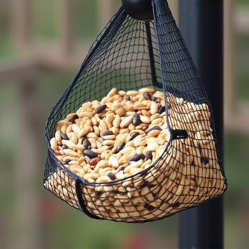 Birdseed mix in mesh feeder bag