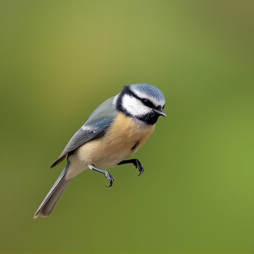Blue tit feeding on hanging feeder