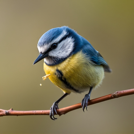 Blue tit holding seed in its beak