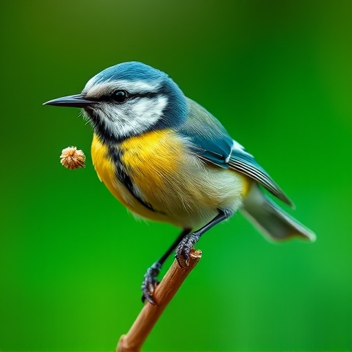 Blue tit holding seed in its beak