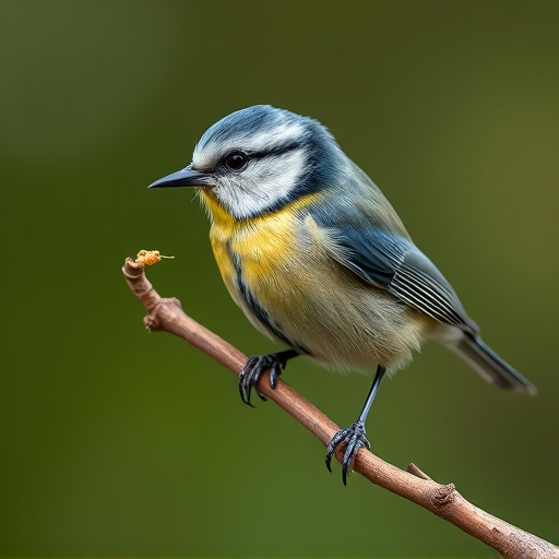 Blue tit holding seed in its beak