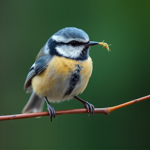 Blue tit holding seed in its beak