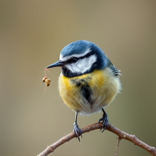 Blue tit holding seed in its beak