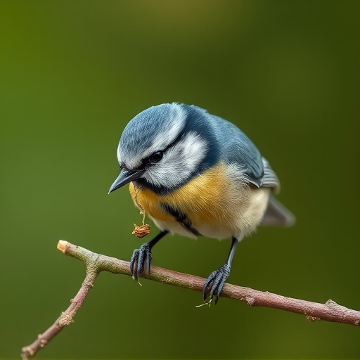 Blue tit holding seed in its beak