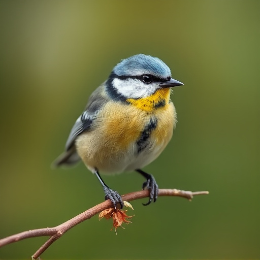 Blue tit holding seed in its beak