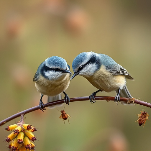 Blue tits enjoying fresh insects