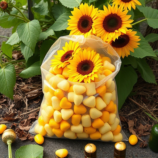 Bulk bag of sunflower hearts outdoors