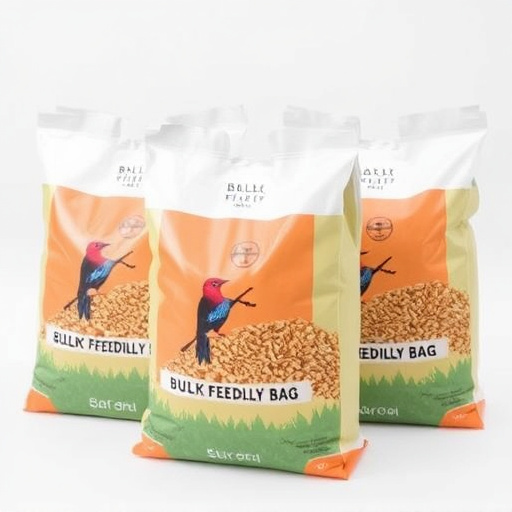 Bulk bird feed bags with price tags