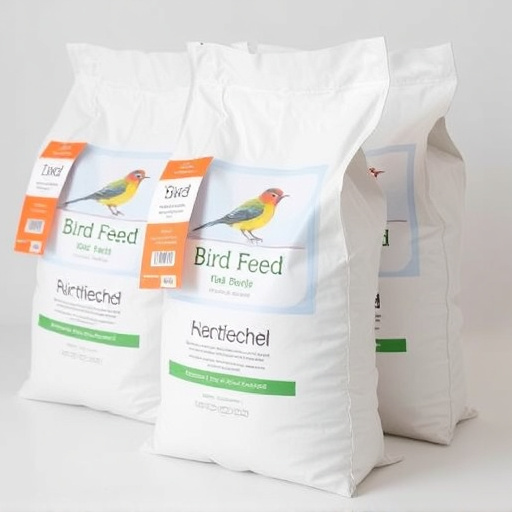 Bulk bird feed bags with price tags