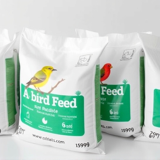 Bulk bird feed bags with price tags