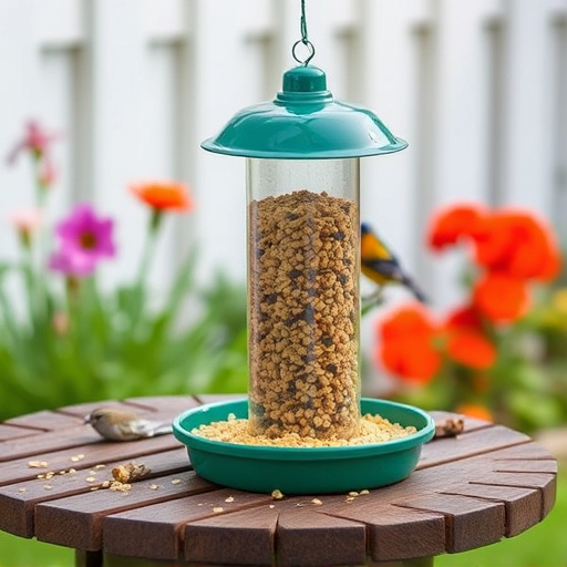 Bulk bird feed on garden table
