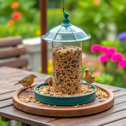 Bulk bird feed on garden table