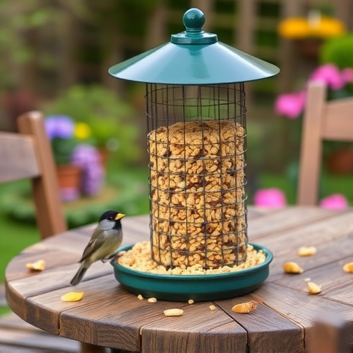 Bulk bird feed on garden table
